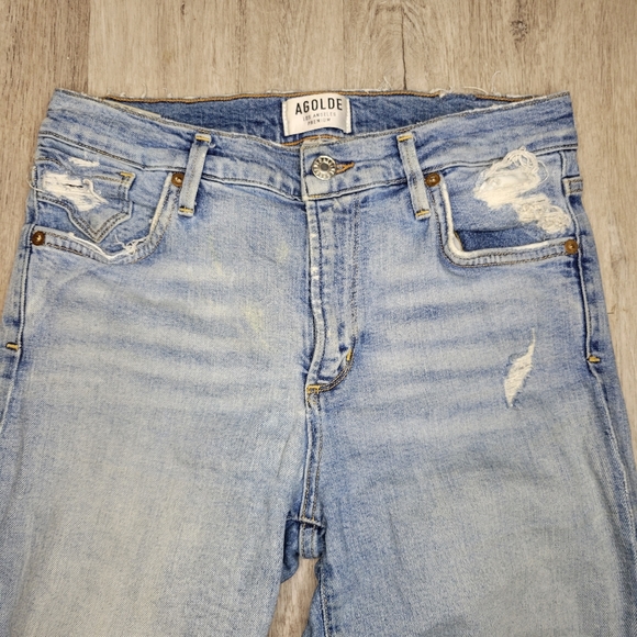 Agolde women's destressed high rise skinny jeans - Picture 6 of 12